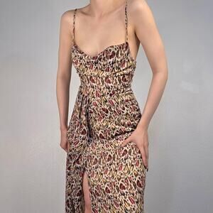 Majorelle Leopard Print Maxi Dress Cowl Neck Slit Size XXS Wedding Guest Revolve